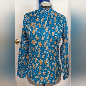 NEW Tin Haul Teal Cactus Western Blouse